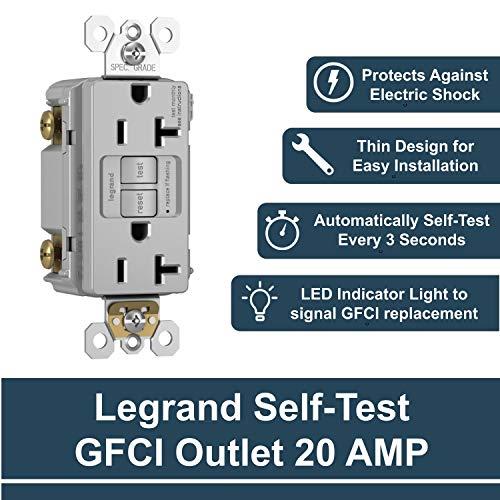 Legrand radiant 20 Amp 125-Volt Tamper Resistant GFCI Residential/Commercial Decorator Duplex Outlet, Gray