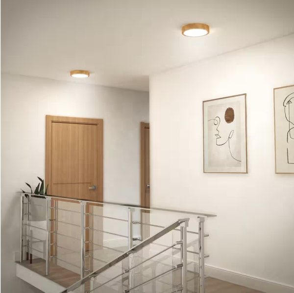 Artika Dryad 10 in. 16 Watt Modern Wood Integrated LED Flush Mount Ceiling Light Fixture for Kitchen or Bedroom