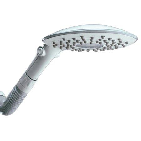 2-Spray 7.8 in. Single Wall Mount Fixed Rain Shower Head in White