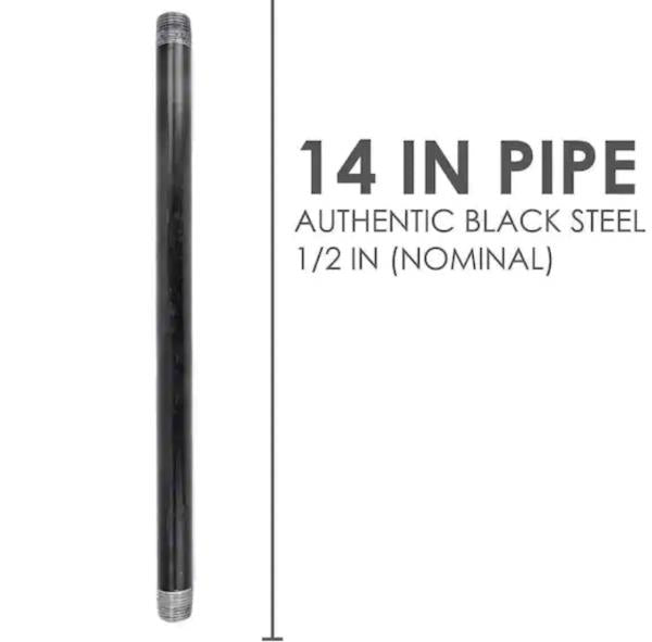 Pipe Decor 1/2 in. X 14 in. Black Industrial Steel Grey Plumbing Pipe (6-Pack)