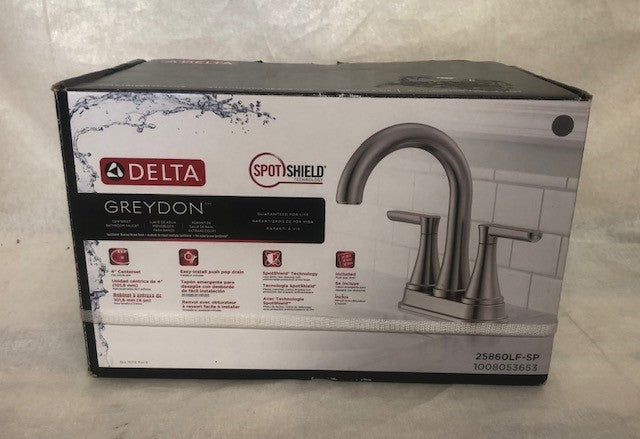 Delta Greydon 4 in. Centerset Double Handle Bathroom Faucet in Brushed Nickel