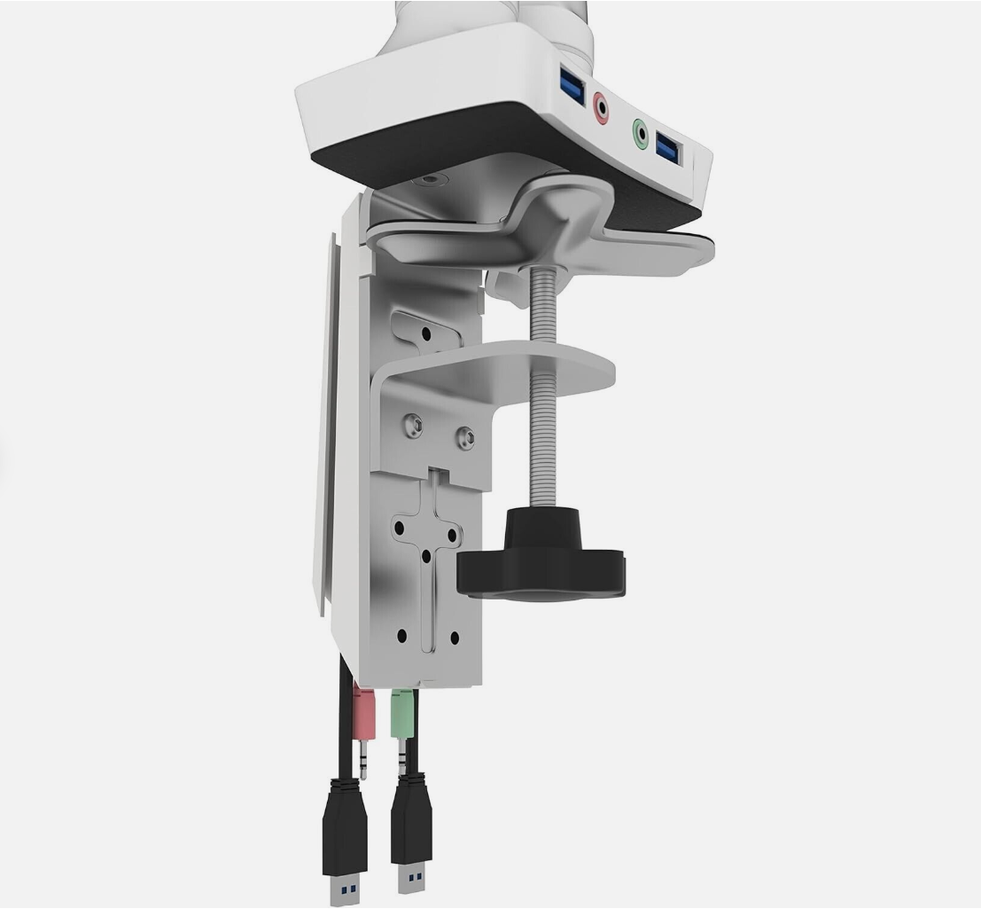 Bestar Universel Dual Monitor Arm with Pistons in White
