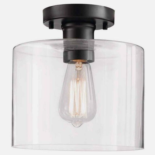 Hampton Bay Westbrook 8 in. 1-Light Matte Black Flush Mount