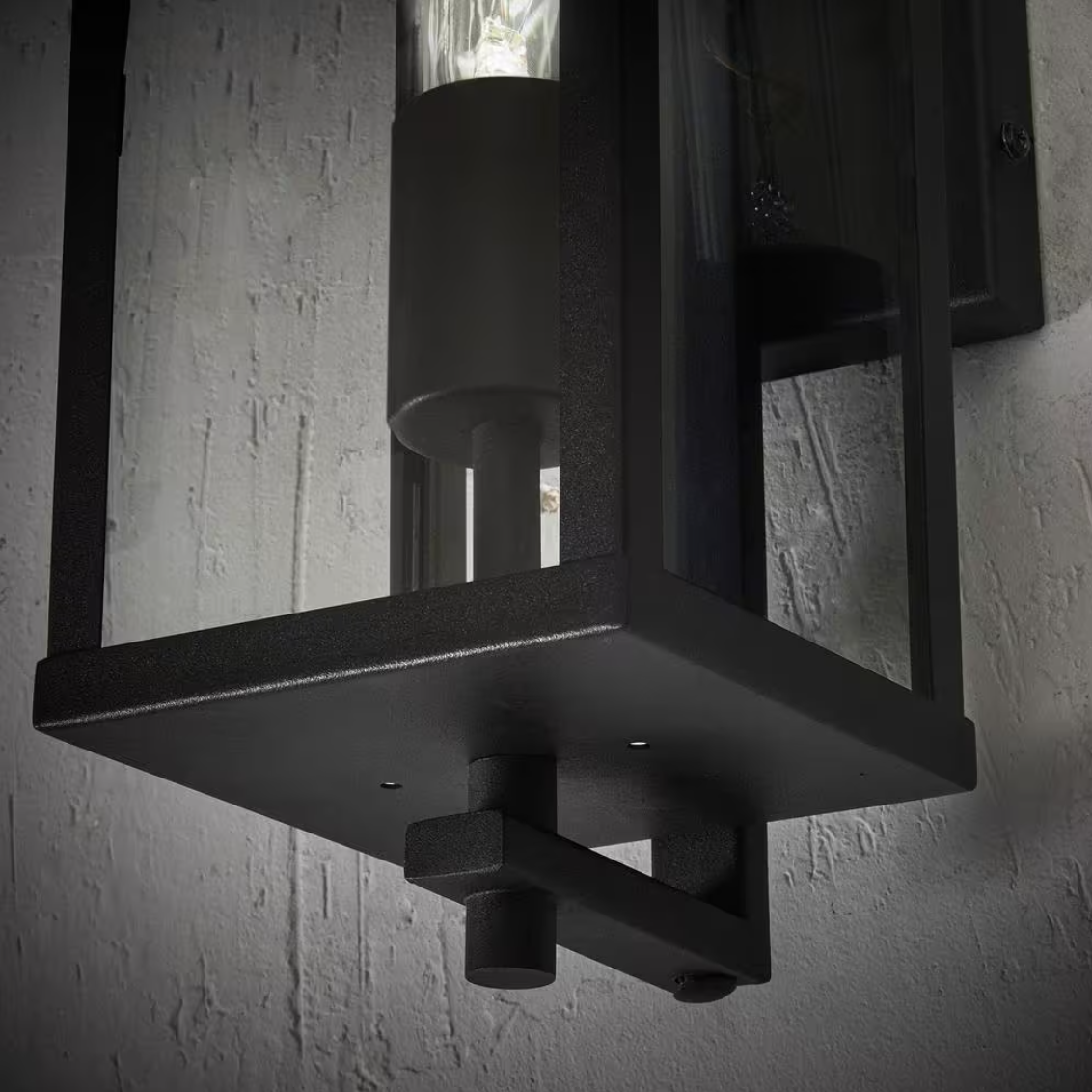 Hampton Bay Meadow 18 in. Modern 1-Light Matte Black Hardwired Outdoor Large Rectangle Wall Lantern Sconce