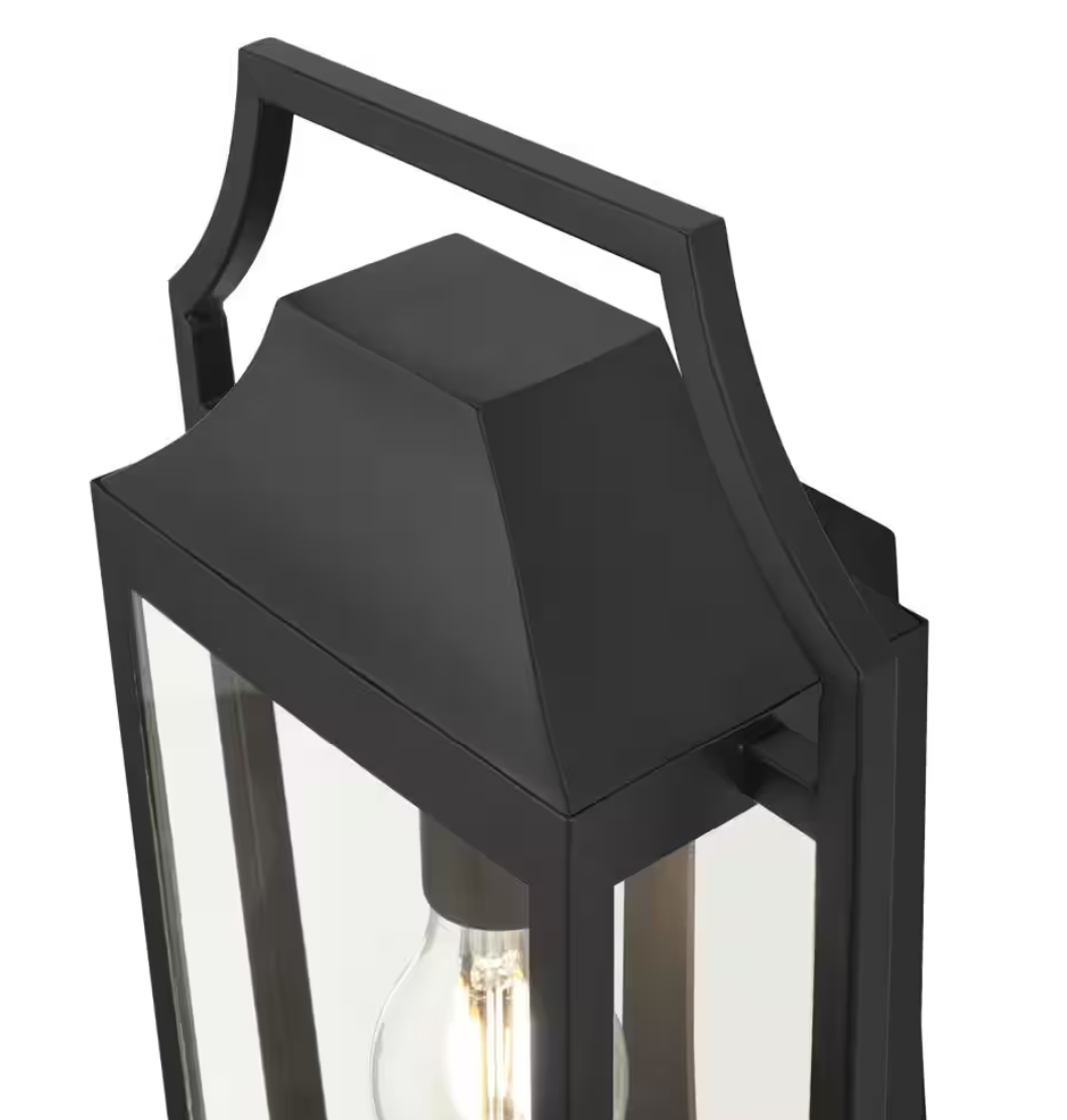 Hampton Bay Elsmere 16 in. Matte Black 1-Light Outdoor Line Voltage Wall Sconce with No Bulb Included