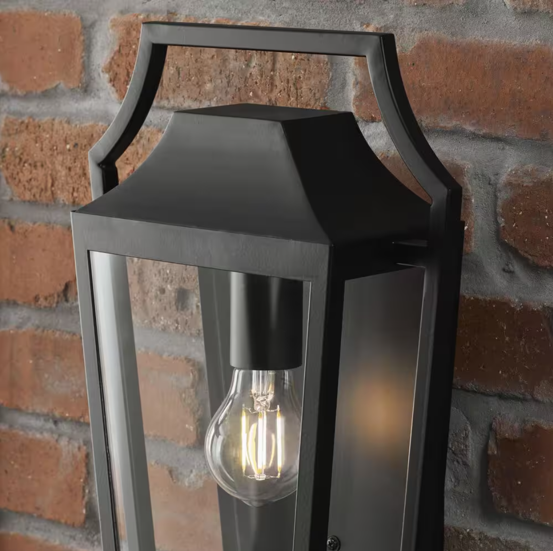 Hampton Bay Elsmere 16 in. Matte Black 1-Light Outdoor Line Voltage Wall Sconce with No Bulb Included