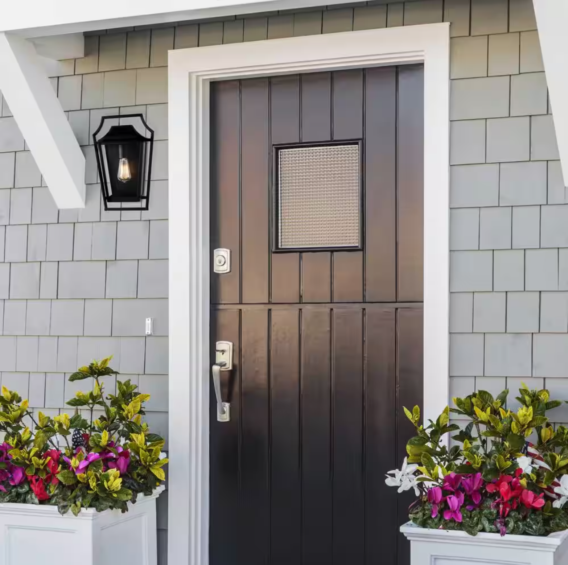 Hampton Bay Elsmere 16 in. Matte Black 1-Light Outdoor Line Voltage Wall Sconce with No Bulb Included