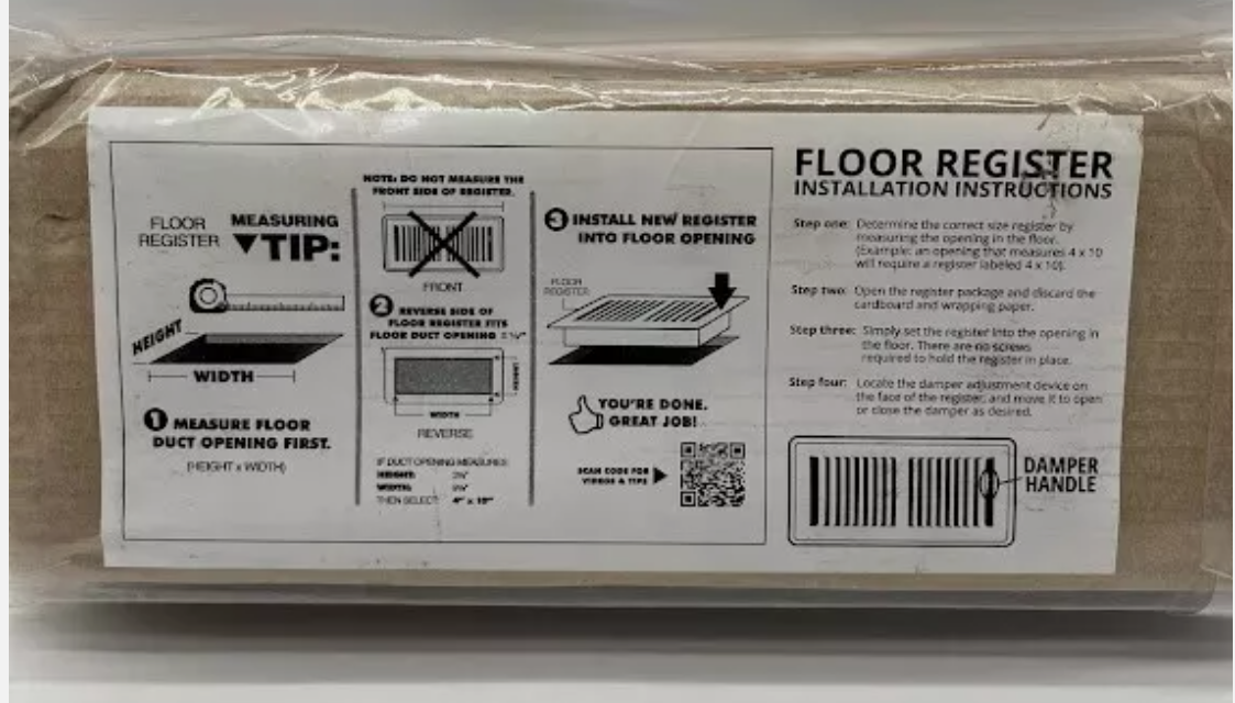 Hampton Bay Oak Wood 4 in. X 12 in. 2-Way Wooden Floor Register in Unfinished Oak