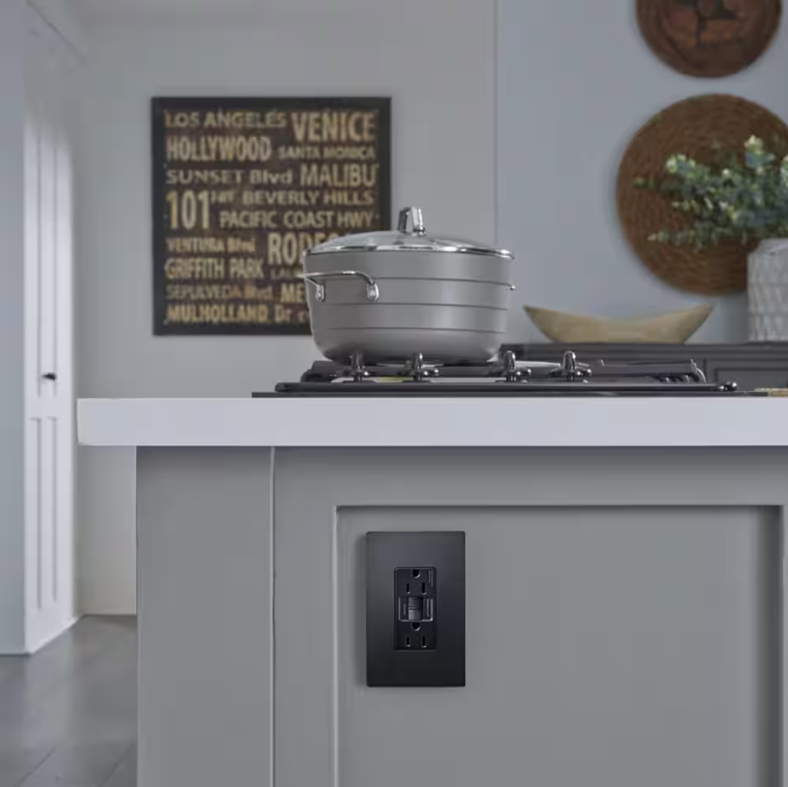 Legrand Radiant 15 Amp 125 Volt Tamper Resistant GFCI Residential/Commercial Decorator Duplex Outlet, Graphite, Grey