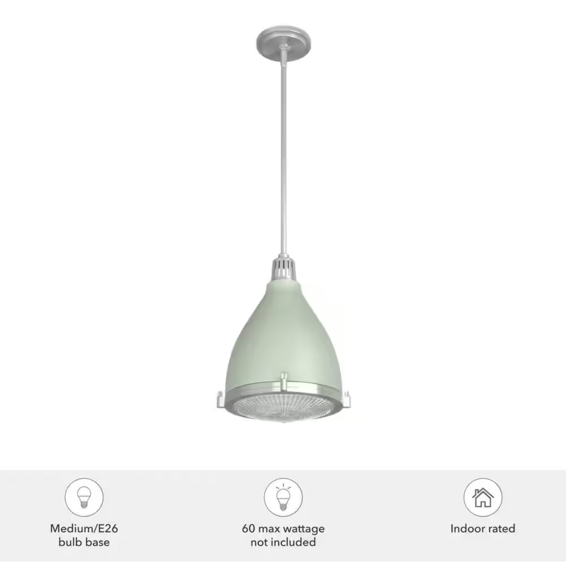 Hunter Bluff View 1 Light Soft Sage Island Pendant Light with Metal Shade Dining Room Light