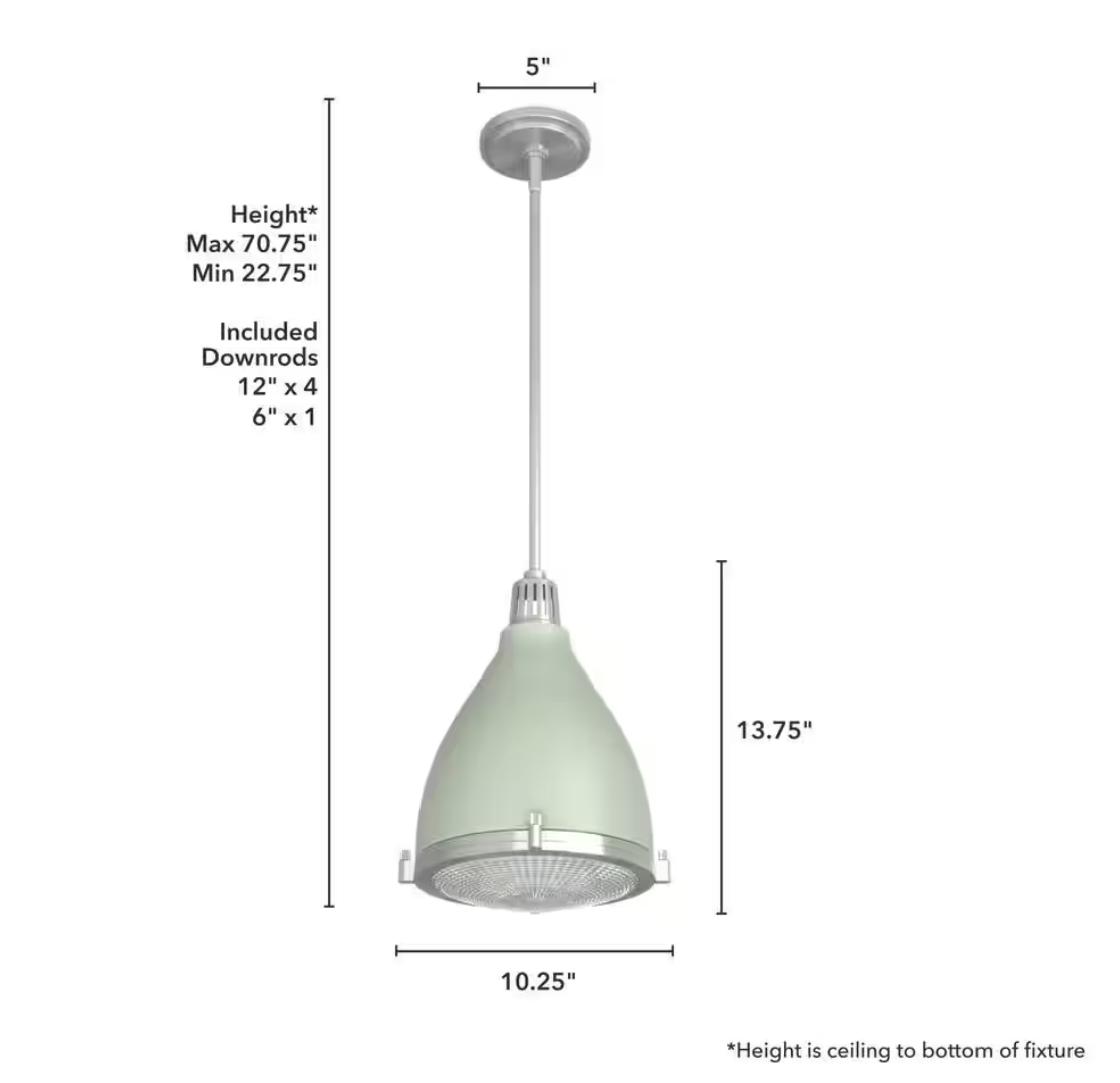 Hunter Bluff View 1 Light Soft Sage Island Pendant Light with Metal Shade Dining Room Light