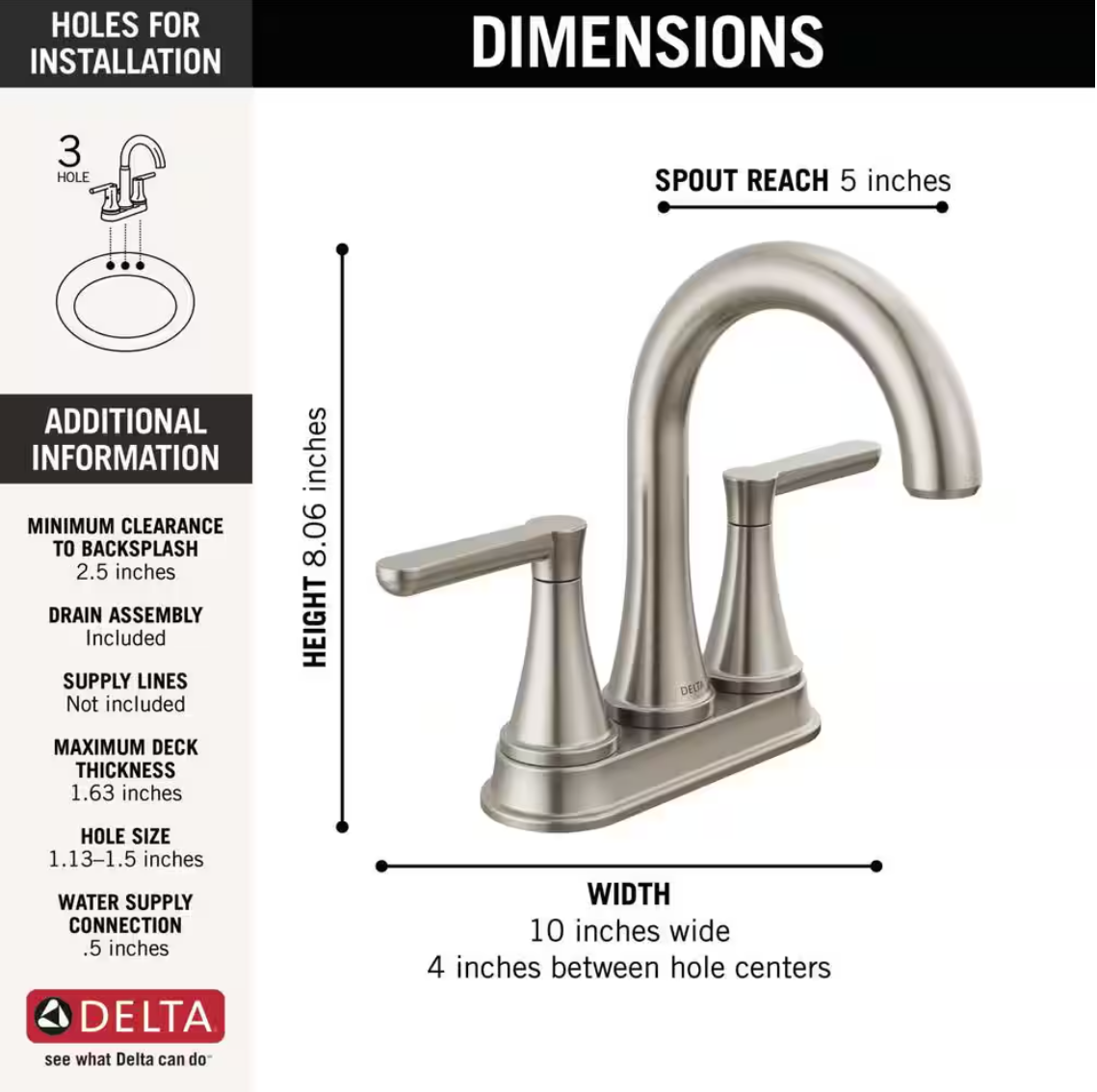 Delta Greydon 4 in. Centerset Double Handle Bathroom Faucet in Brushed Nickel