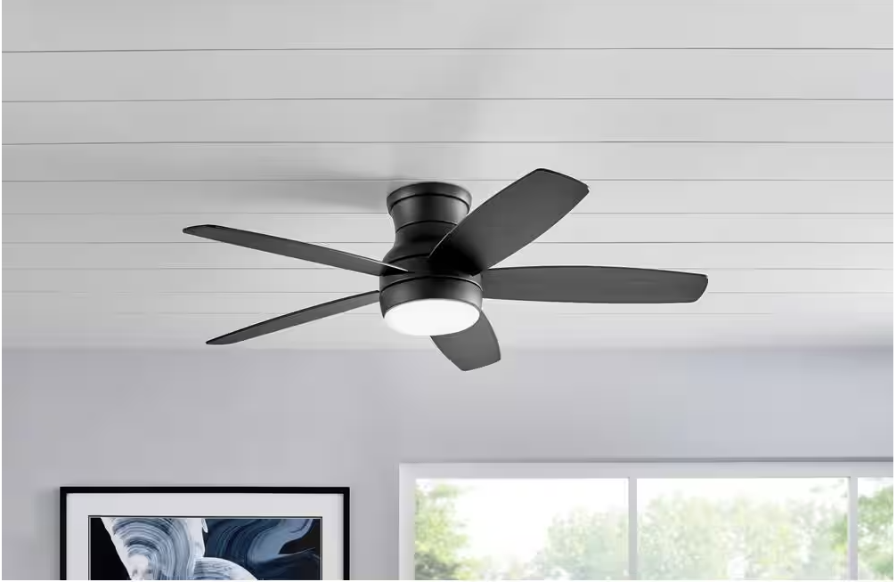 Home Decorators Collection Ashby Park 52 in. White Color Changing Integrated LED Matte Black Indoor Ceiling Fan with Light Kit and Remote Control