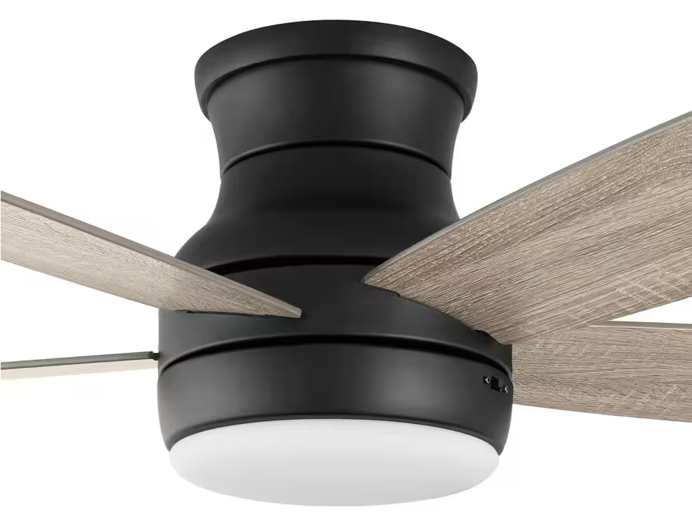 Home Decorators Collection Ashby Park 52 in. White Color Changing Integrated LED Matte Black Indoor Ceiling Fan with Light Kit and Remote Control
