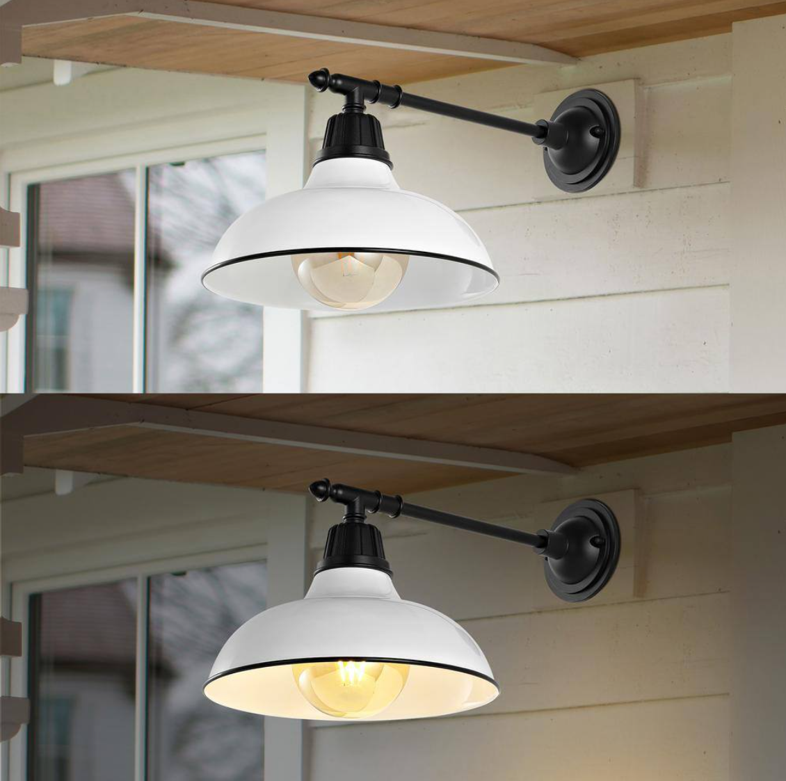 JONATHAN Y 12.25 in. White 1-Light Indoor/Outdoor LED Outdoor Sconce