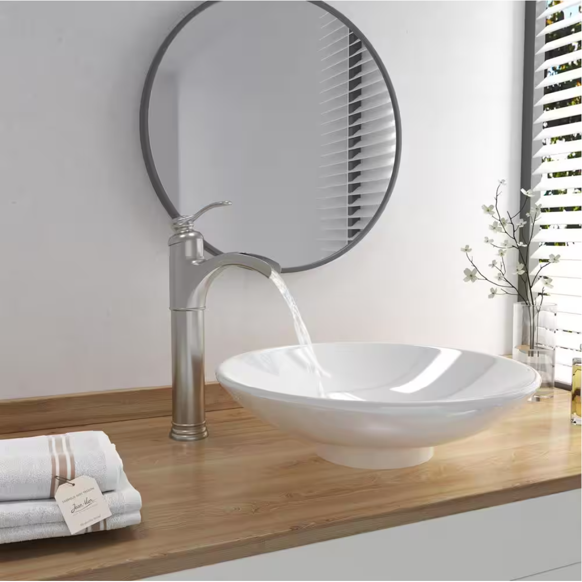 HOMEMYSTIQUE Single Handle Vessel Sink Faucet in Brushed Nickel