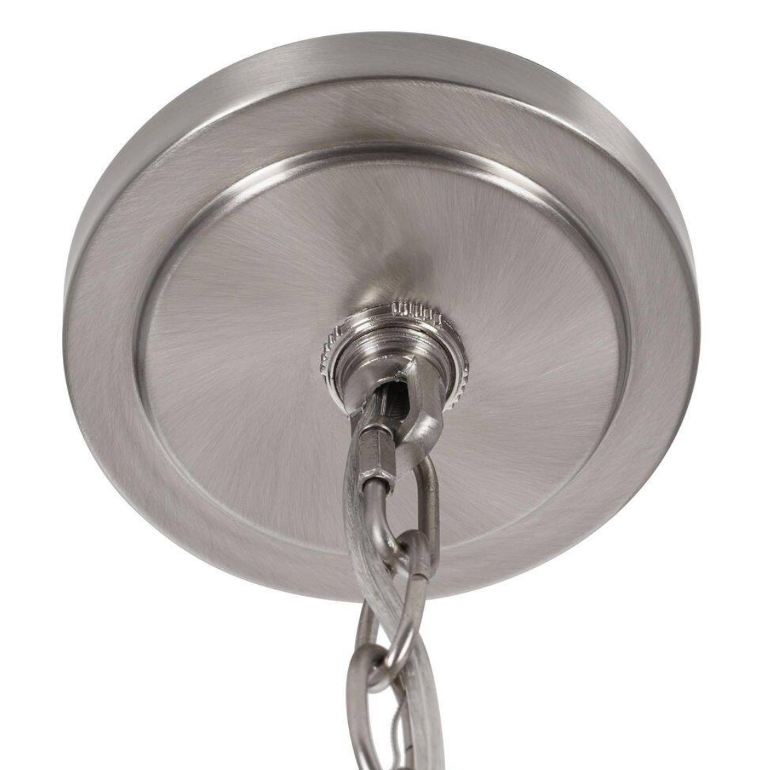 Alsy 1-Light Brushed Nickel Oversized Caged Pendant Light w/ Linen Shade