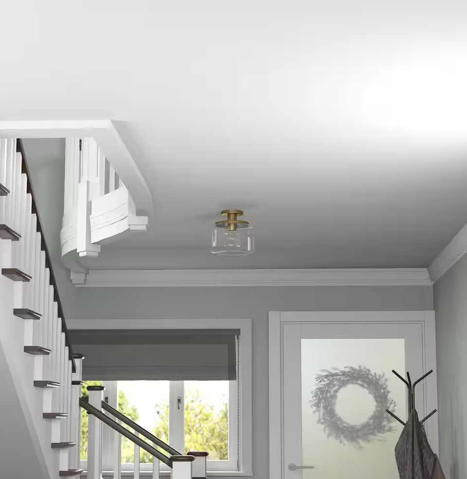 Tatum 11" Brushed Brass Semi Flush Mount with Clear Glass Shade