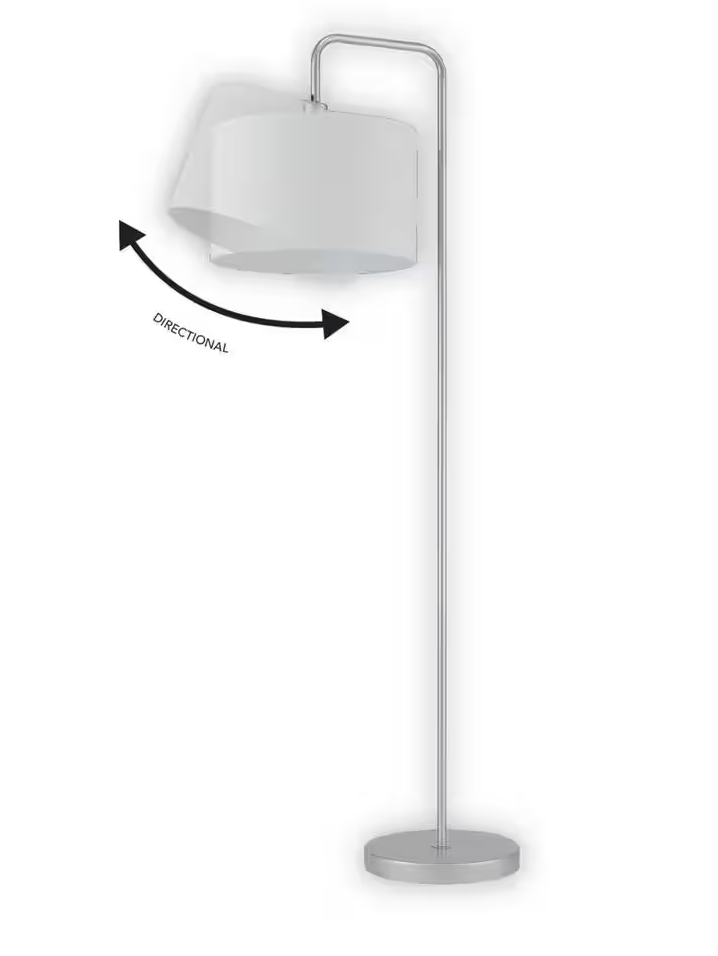 Globe Electric Barden 58 in. Silver Finish Floor Lamp with White Fabric Shade