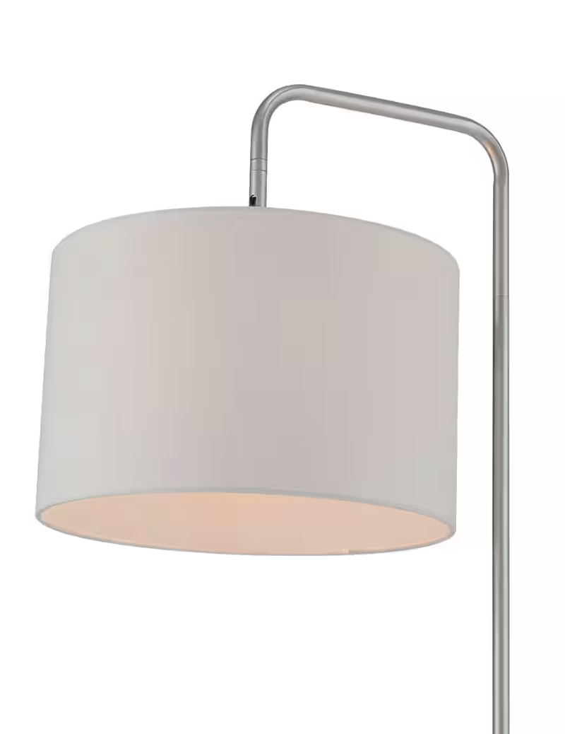 Globe Electric Barden 58 in. Silver Finish Floor Lamp with White Fabric Shade