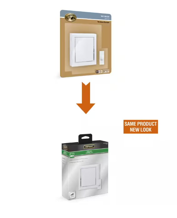 Defiant Wireless Battery Operated Doorbell Kit with Wireless Push Button, White