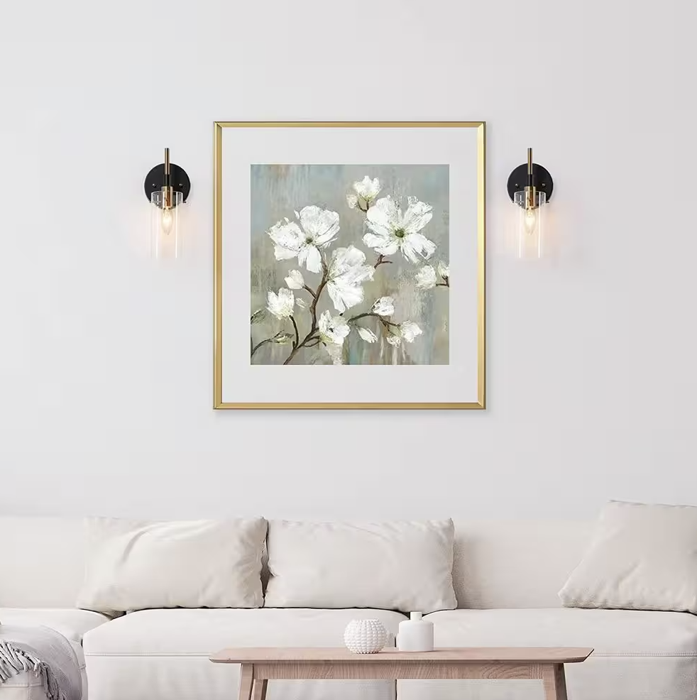 Zevni Modern 1-Light Brass Gold Wall Sconce, Black Vanity Light with Open Cylinder Clear Glass Shades Wall Light