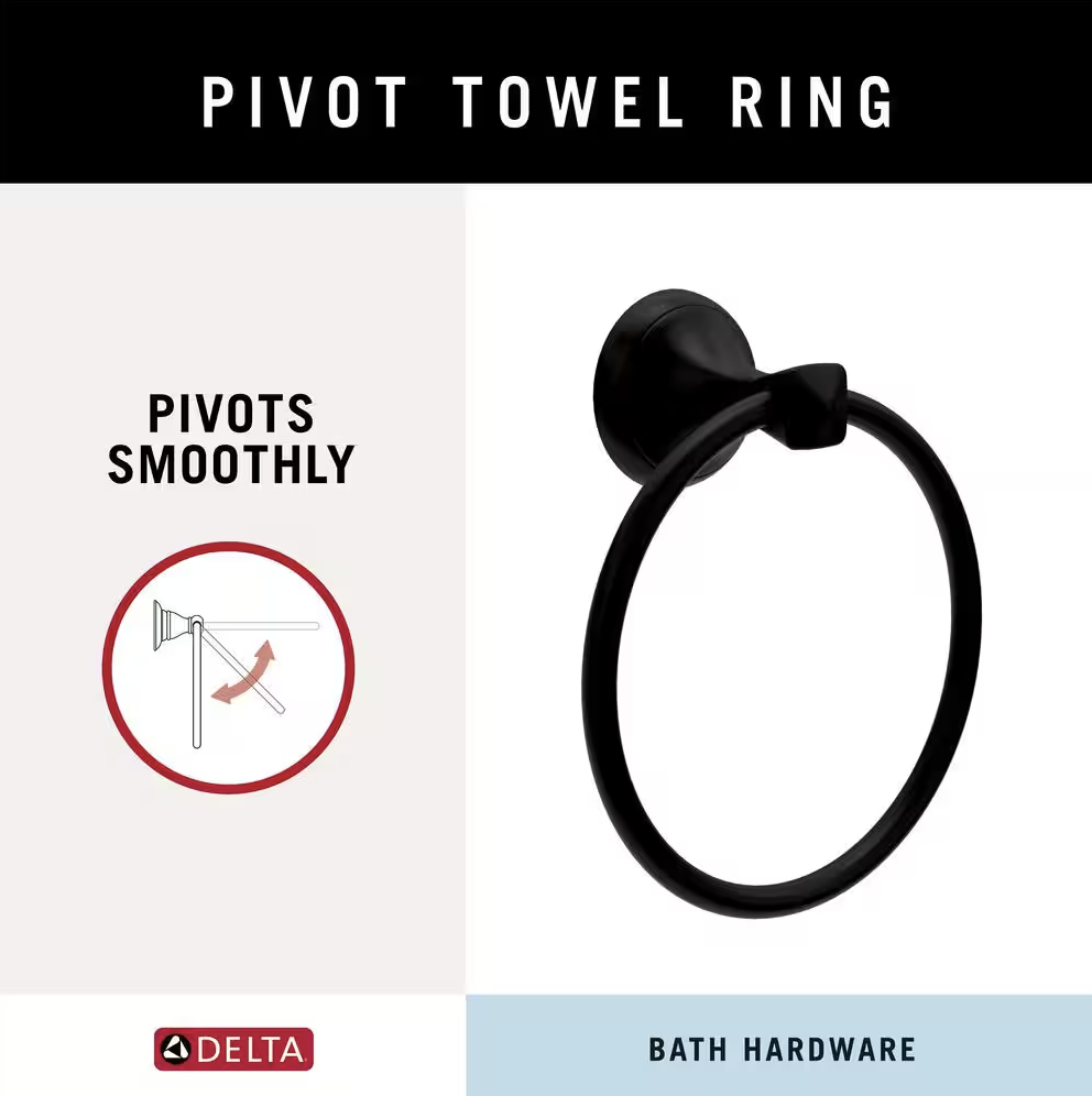 Delta Esato Wall Mount Round Closed Towel Ring Bath Hardware Accessory in Matte Black