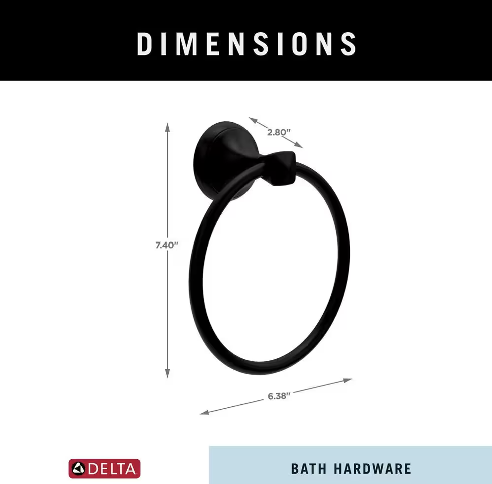 Delta Esato Wall Mount Round Closed Towel Ring Bath Hardware Accessory in Matte Black