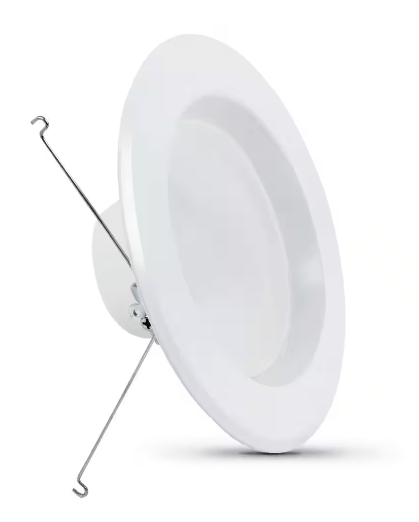 Feit Electric 5 in. /6 in. Integrated LED White Retrofit Recessed Light Trim Kit Dimmable CEC Title 24 Downlight Soft White 2700K