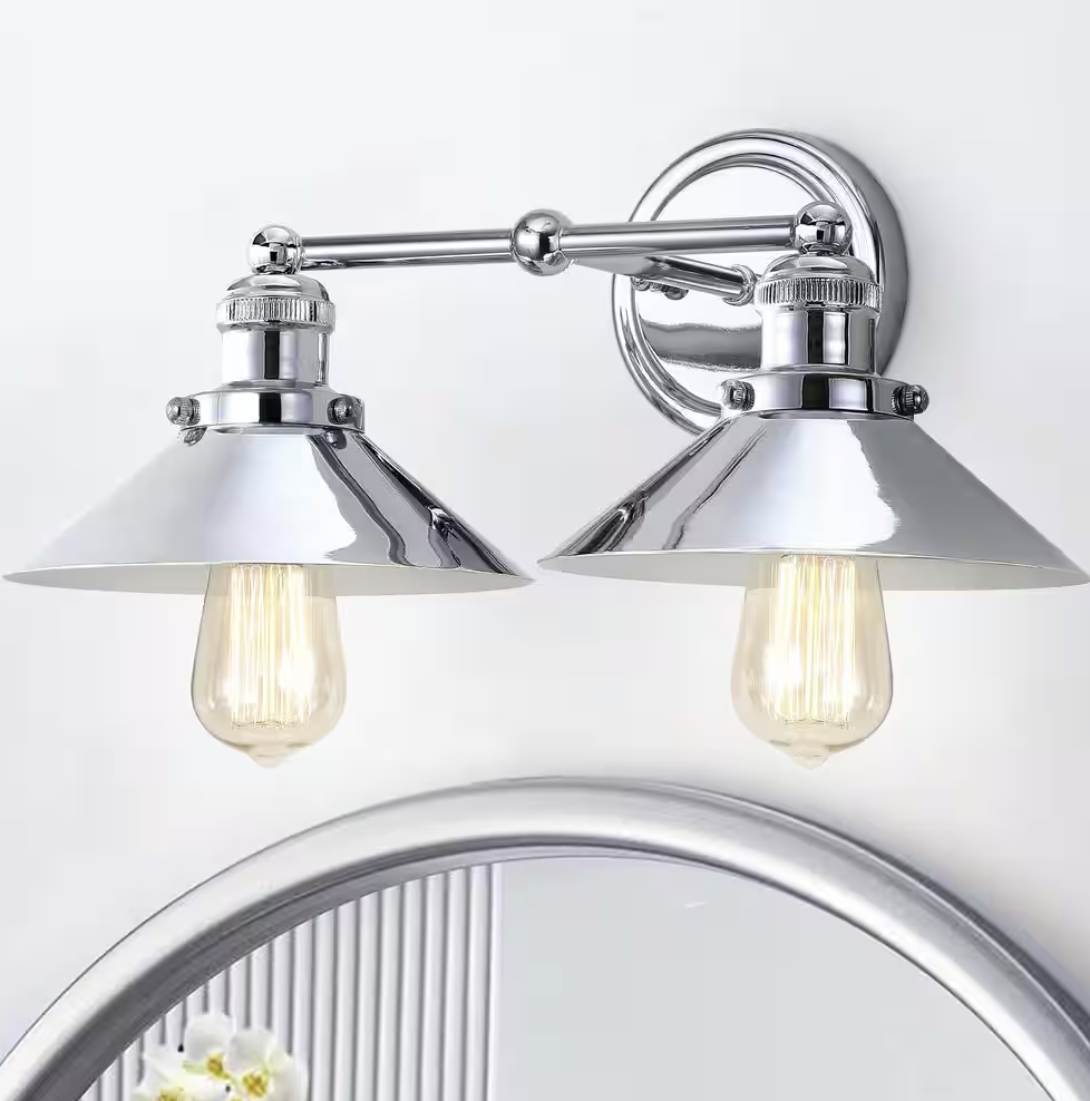 JONATHAN Y June 17.5 in. 2-Light Metal Chrome Vanity Light
