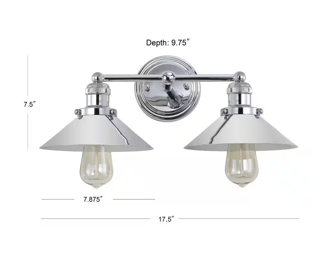 JONATHAN Y June 17.5 in. 2-Light Metal Chrome Vanity Light