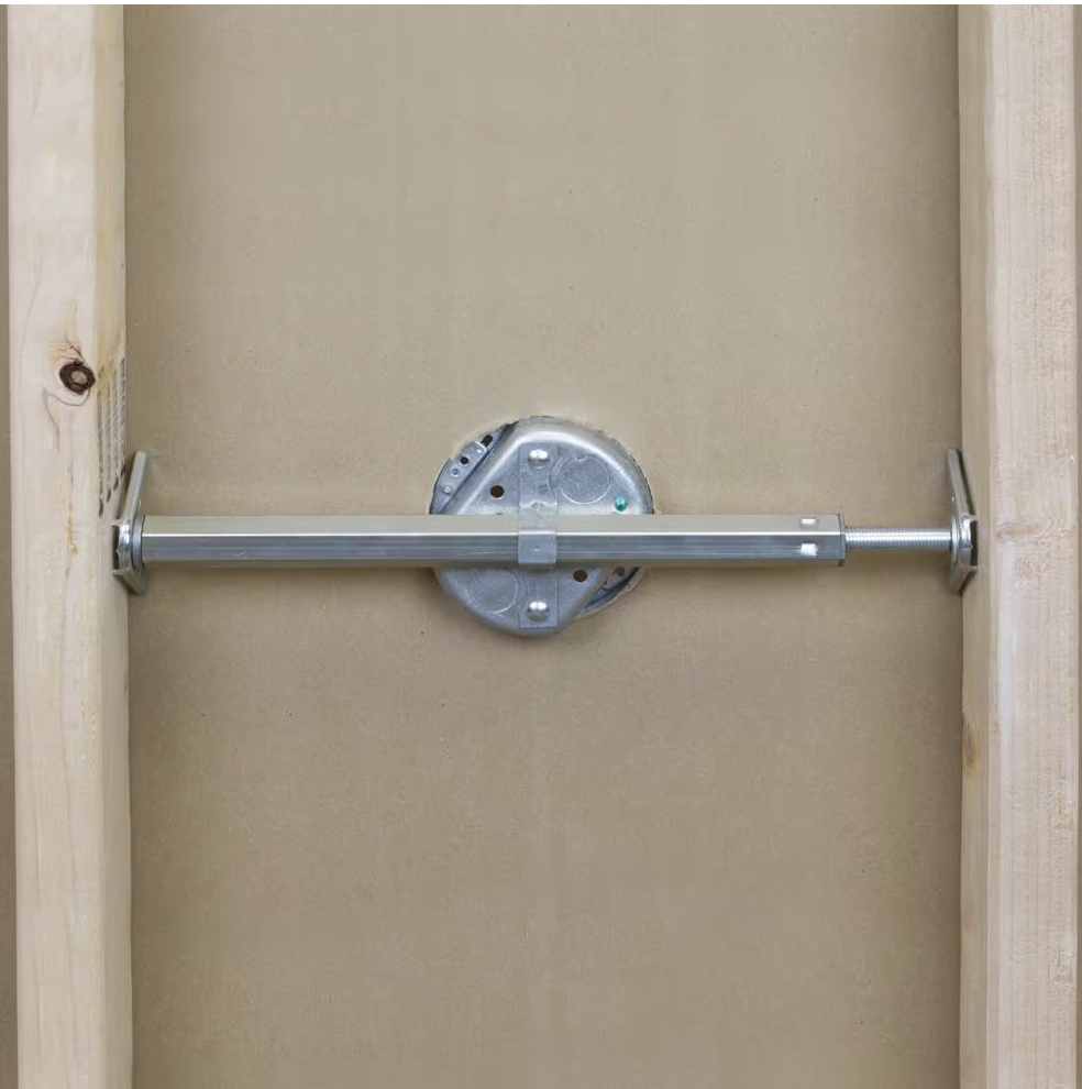 Commercial Electric 4 in. Round 2-1/8 in. Deep 21.5 cu. in. Metallic Ceiling Fan/Light Fixture Box and Brace Kit for Old/New Work