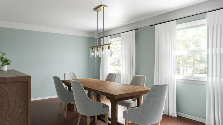 Hampton Bay Regan 4-Light Brushed Gold Industrial Linear Chandelier with Clear Glass Shades