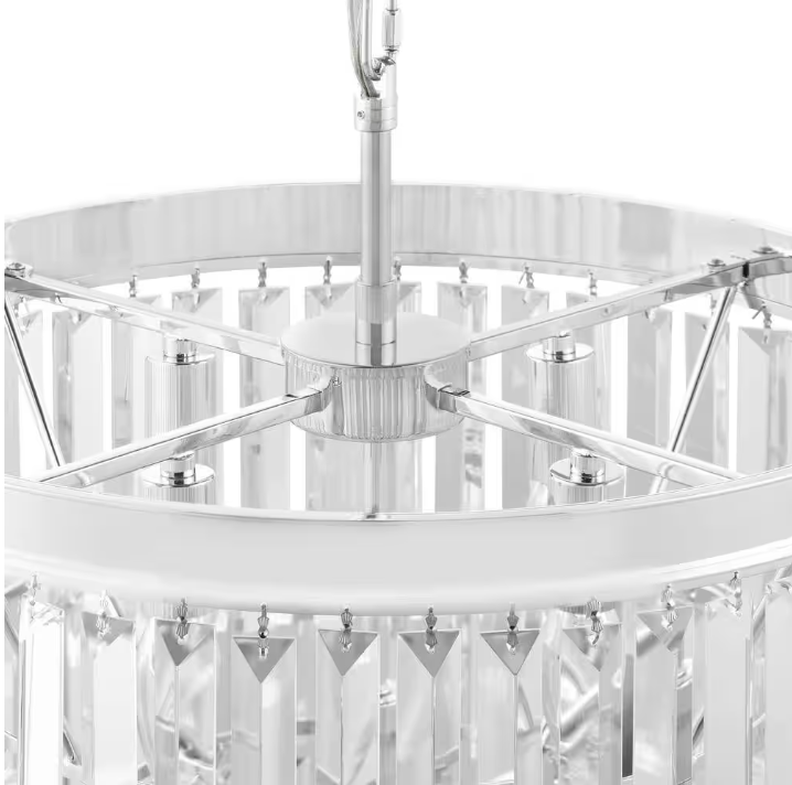 Home Decorators Collection North Falls 5-Light Chrome Tiered Pendant Light with Crystal Shade