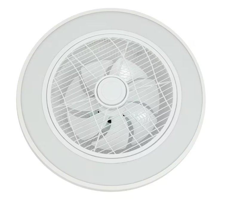 OUKANING 21.6 in. Integrated LED Indoor White Smart Enclosed Ceiling Fan with Remote