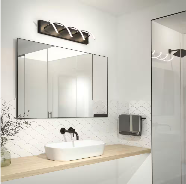 DNA 27 in. 1-Light Matte Black Modern Integrated LED Vanity Light Bar for Bathroom