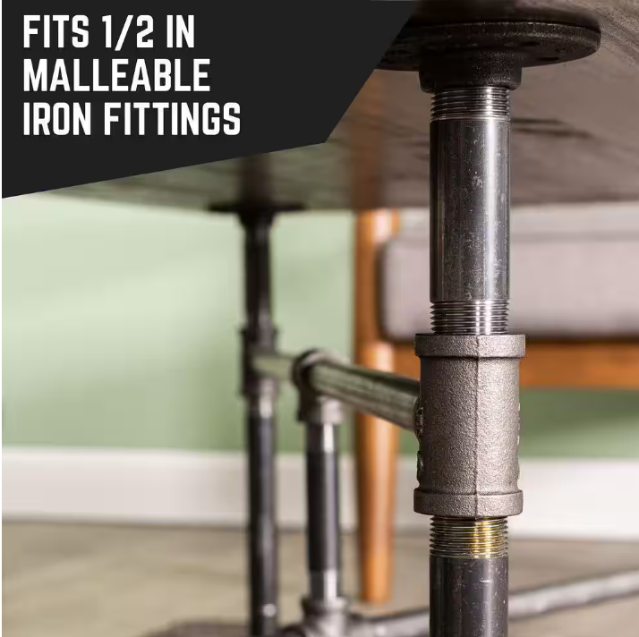 Pipe Decor 1/2 in. X 14 in. Black Industrial Steel Grey Plumbing Pipe (6-Pack)