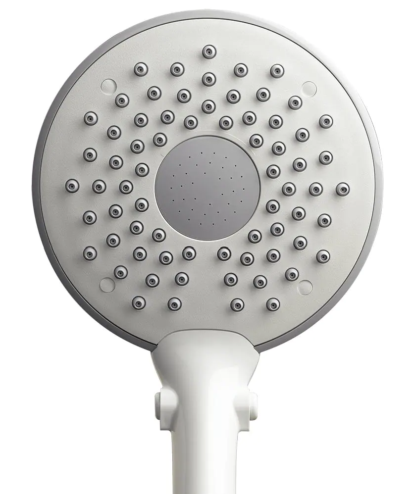 2-Spray 7.8 in. Single Wall Mount Fixed Rain Shower Head in White