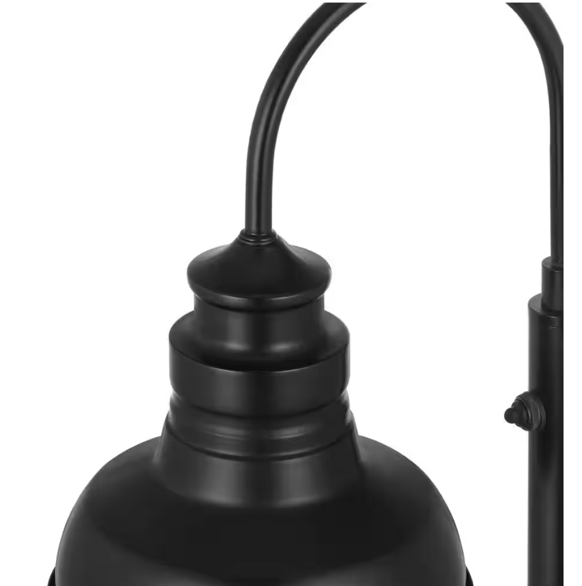Hampton Bay Elmcroft 23.75 in. Matte Black Outdoor-Rated Plug-In 1-Light Table Lamp with Metal Shade - Use with 13-Watt Max LED Bulb