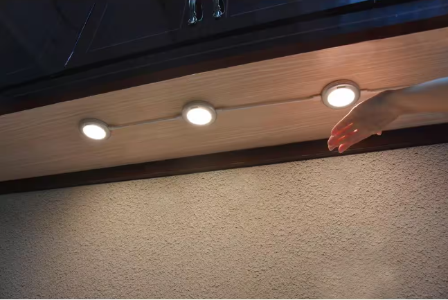 Commercial Electric 3-Light LED Puck Light Kit Silver