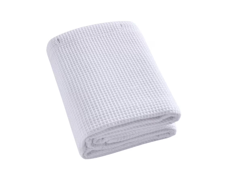 KENNETH COLE NEW YORK Waffle 1-Piece White Cotton Blend 70 in. x 72 in. Shower Curtain
