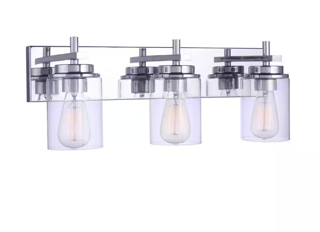 CRAFTMADE Reeves 23 in. 3-Light Chrome Finish Vanity Light with Clear Glass Shade