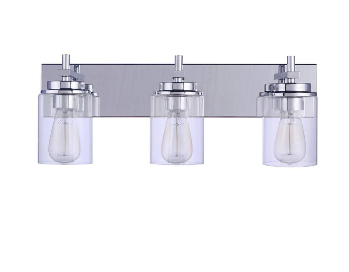 CRAFTMADE Reeves 23 in. 3-Light Chrome Finish Vanity Light with Clear Glass Shade