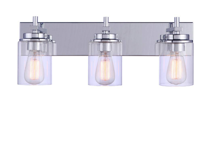 CRAFTMADE Reeves 23 in. 3-Light Chrome Finish Vanity Light with Clear Glass Shade