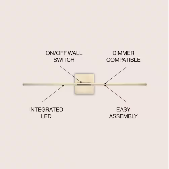 JONATHAN Y Makena 28 in. Gold Dimmable Integrated LED Metal Wall Sconce