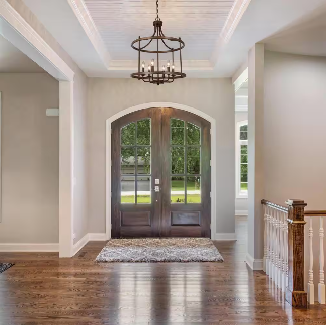 LNC Farmhouse Drum Chandelier 6-Light Rusty Bronze Cage Classic Chandelier for Foyer Candlestick Pendant Light