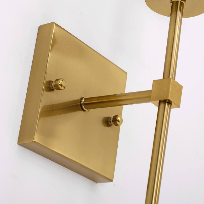 YANSUN 5.9 in.1-Light Gold Mid-Century Wall Sconce with White Fabric Shade for Bathroom Hallway