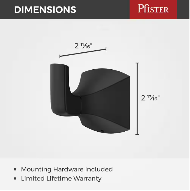 Pfister Bruxie J-Hook Robe/Towel Hook in Matte Black