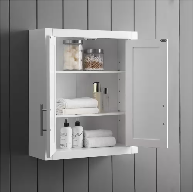 CROSLEY FURNITURE Savannah 22 in. x 26 in. x 8 in. Surface-Mount Medicine Cabinet in White