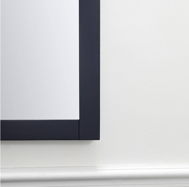 Home Decorators Collection Woodfall 34 in. W x 34 in. H Square Framed Wall Mount Bathroom Vanity Mirror in Midnight Blue
